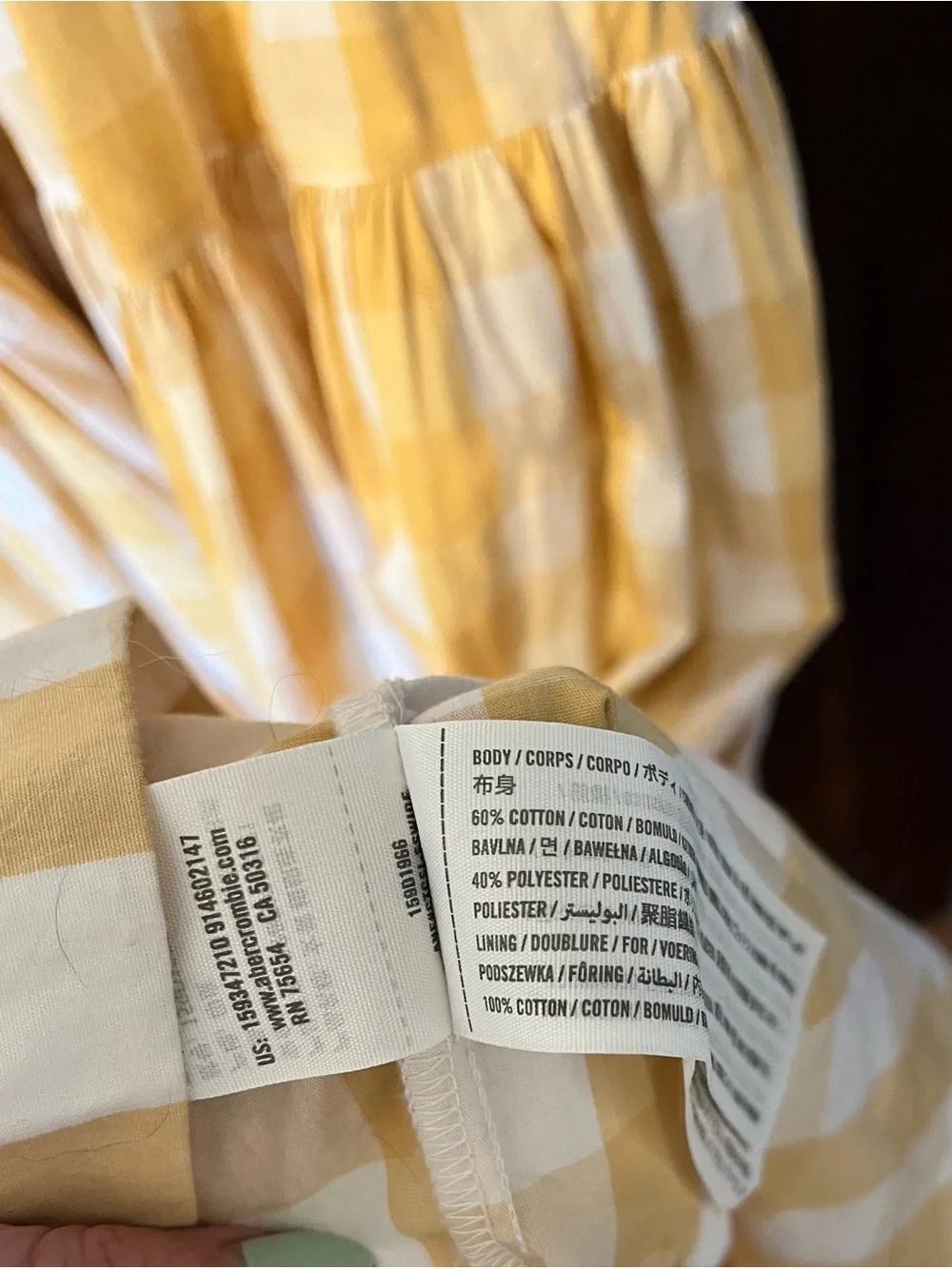 Abercrombie & Fitch Yellow and White Gingham Maxi Dress